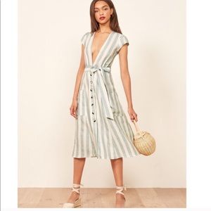 NEW • Reformation • Bayu Baltic Stripe Midi Dress